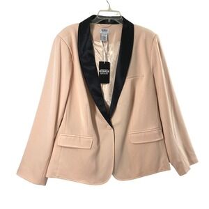 Monroe & Main Blush Pink Satin Shawl Collar Blazer Womens 22W Event Jacket Party